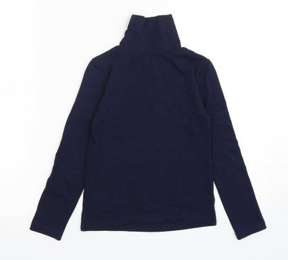 St Bernard Girls Blue  Cotton Basic T-Shirt Size 7 Years Roll Neck Pullover
