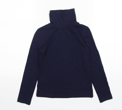 St Bernard Girls Blue  Cotton Basic T-Shirt Size 7 Years Roll Neck Pullover