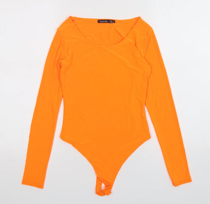 Boohoo Womens Orange  Polyester Playsuit One-Piece Size 8  Snap
