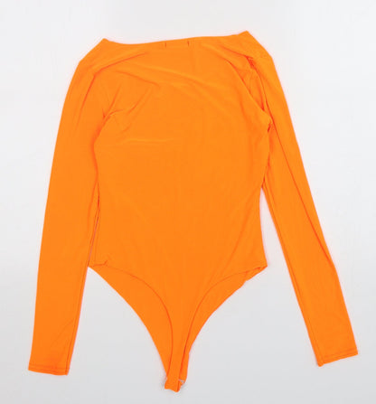 Boohoo Womens Orange  Polyester Playsuit One-Piece Size 8  Snap