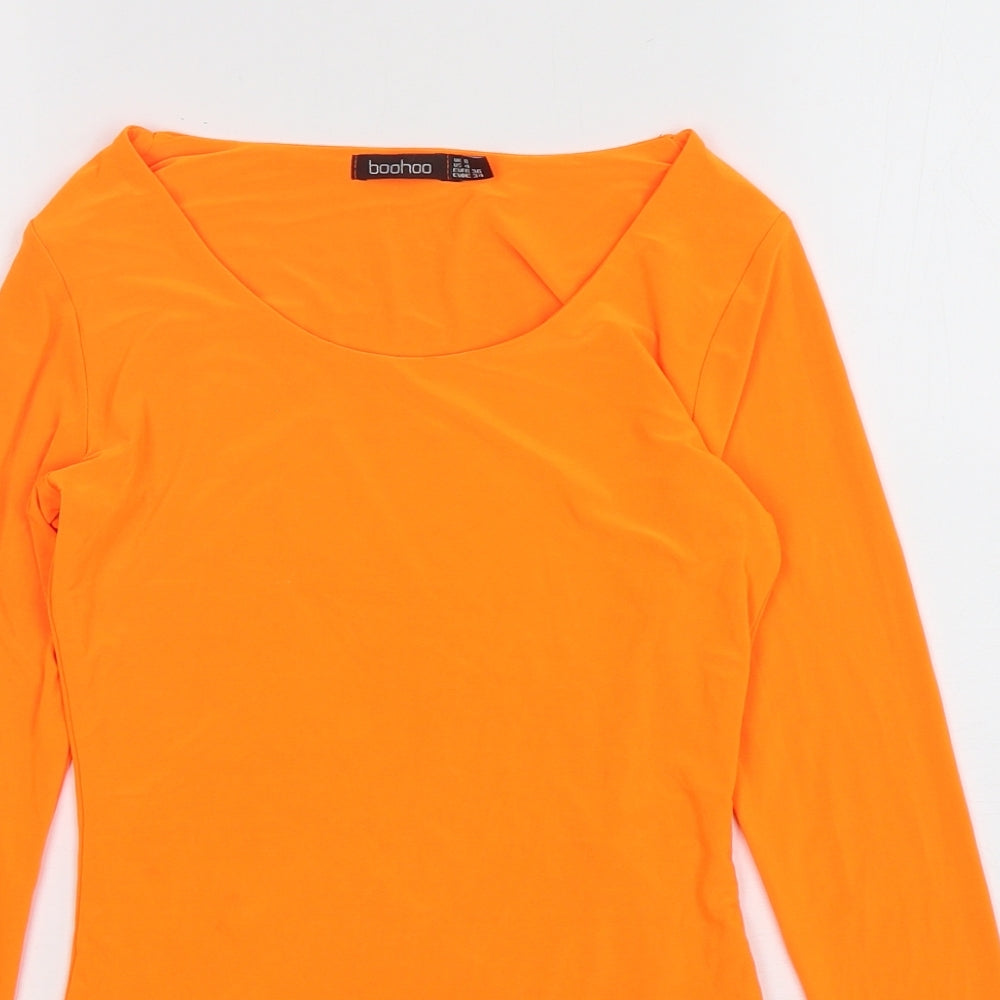 Boohoo Womens Orange  Polyester Playsuit One-Piece Size 8  Snap