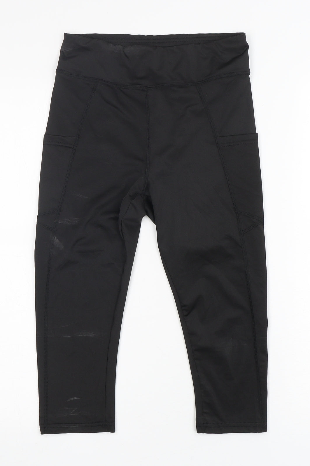 Preworn Womens Black  Polyester Pedal Pusher Leggings Size S L18 in Regular