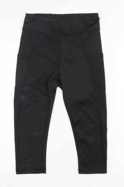 Preworn Womens Black  Polyester Pedal Pusher Leggings Size S L18 in Regular