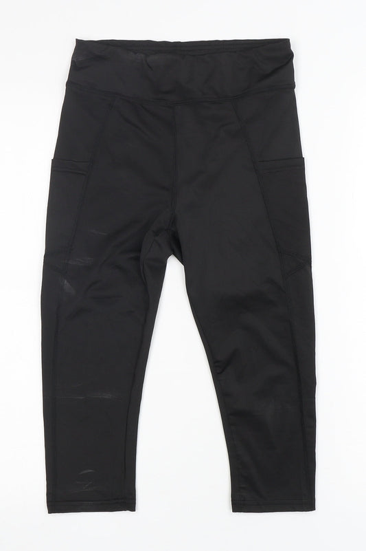 Preworn Womens Black  Polyester Pedal Pusher Leggings Size S L18 in Regular