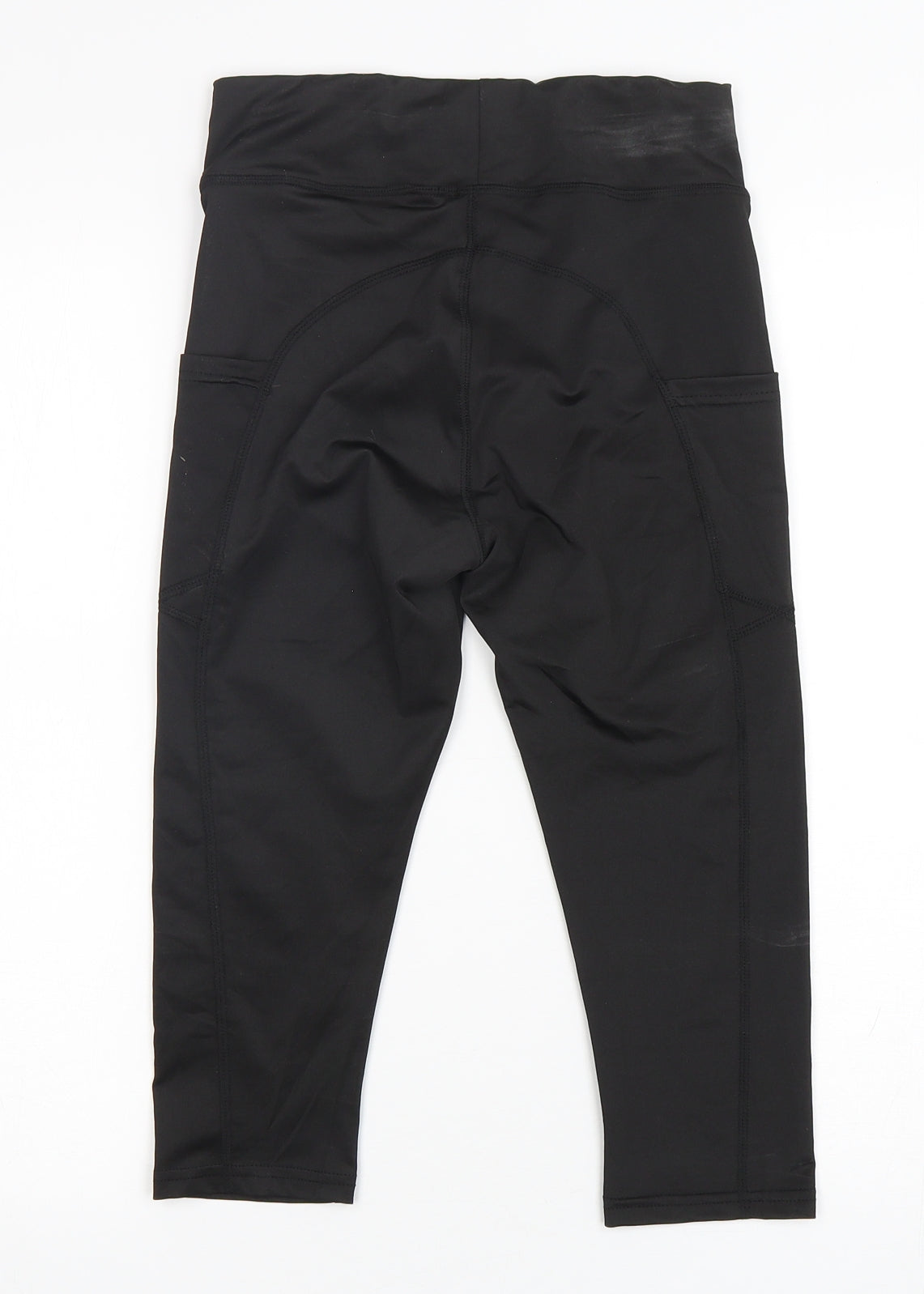 Preworn Womens Black  Polyester Pedal Pusher Leggings Size S L18 in Regular