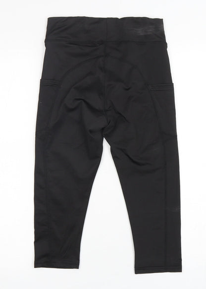 Preworn Womens Black  Polyester Pedal Pusher Leggings Size S L18 in Regular