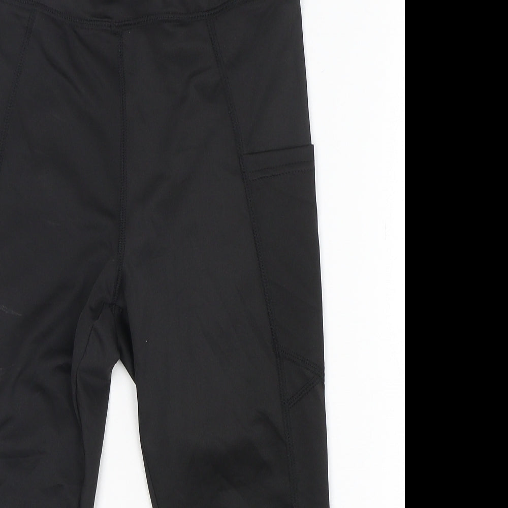 Preworn Womens Black  Polyester Pedal Pusher Leggings Size S L18 in Regular
