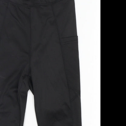 Preworn Womens Black  Polyester Pedal Pusher Leggings Size S L18 in Regular