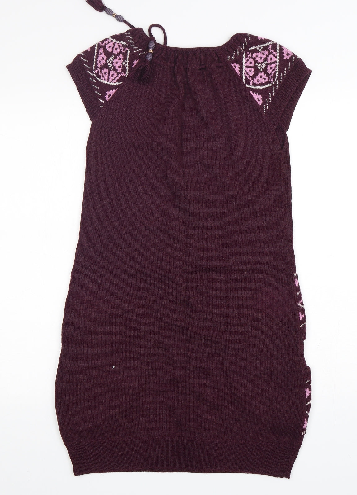 Rosalita Womens Purple Argyle/Diamond Acrylic Jumper Dress  Size XS  Round Neck Pullover