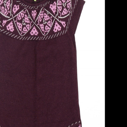 Rosalita Womens Purple Argyle/Diamond Acrylic Jumper Dress  Size XS  Round Neck Pullover