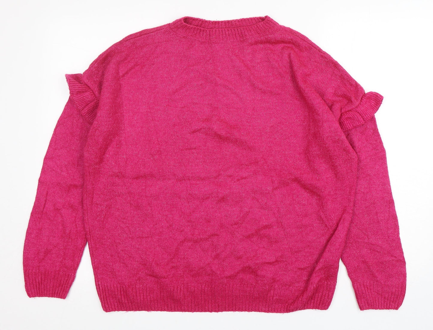 C&A Womens Pink Crew Neck  Acrylic Pullover Jumper Size M
