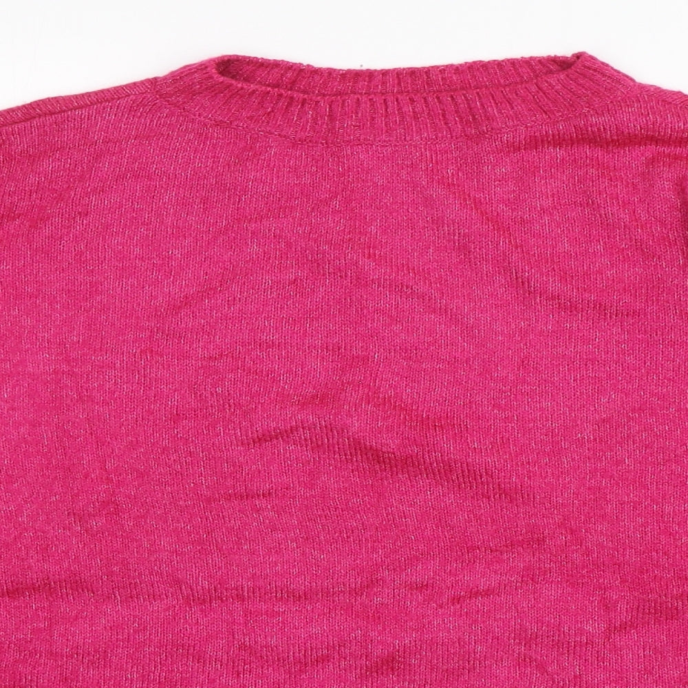 C&A Womens Pink Crew Neck  Acrylic Pullover Jumper Size M