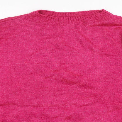 C&A Womens Pink Crew Neck  Acrylic Pullover Jumper Size M