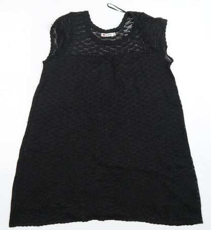 Influence Womens Black Round Neck  Acrylic Vest Jumper Size M