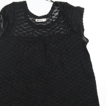 Influence Womens Black Round Neck  Acrylic Vest Jumper Size M