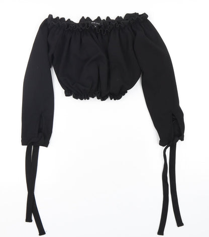 Womens UK Size 8 New Look Black Cropped Blouse