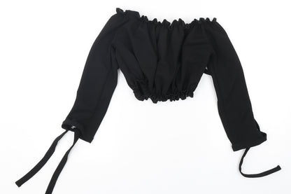 Womens UK Size 8 New Look Black Cropped Blouse