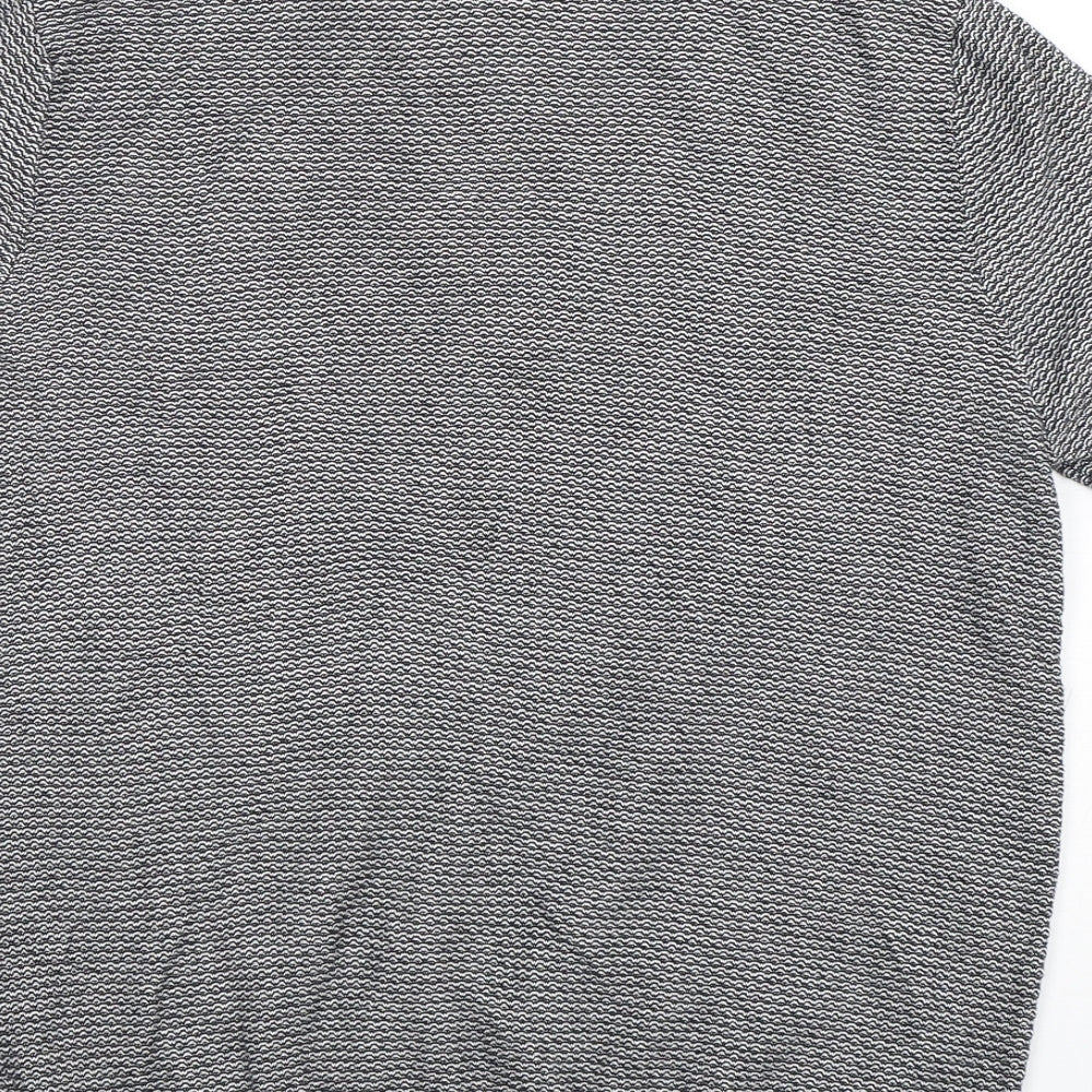 NEXT Mens Blue Collared Striped Cotton Pullover Jumper Size M