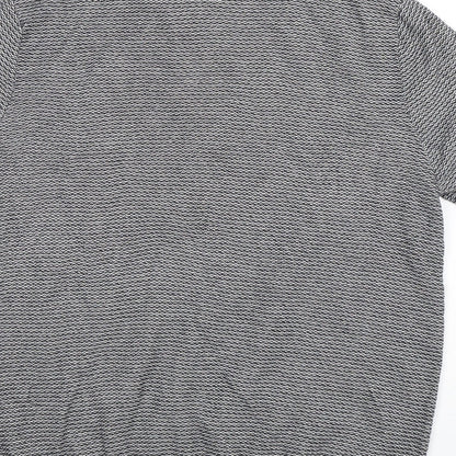 NEXT Mens Blue Collared Striped Cotton Pullover Jumper Size M