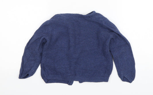 H&M Girls Blue Floral Cotton Cardigan Jumper Size 18-24 Months  Button