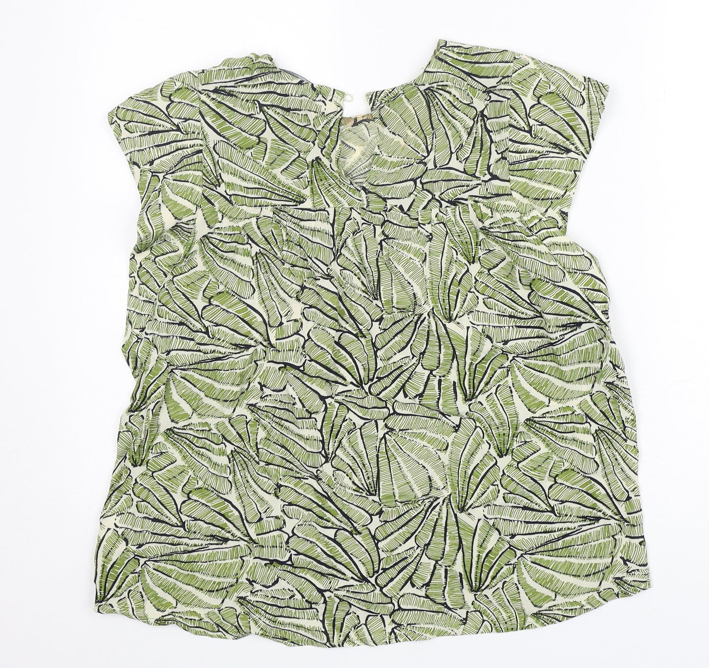 Wild Pony Womens Green Floral Viscose Basic Blouse Size XS Round Neck