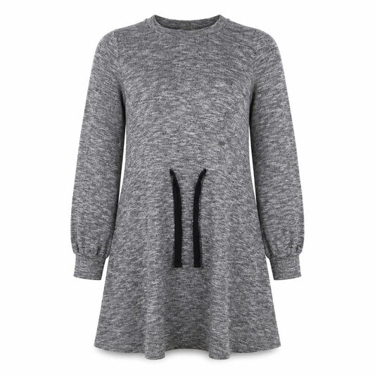 Front view of Tu women’s grey viscose fit & flare, size UK 8, round neck