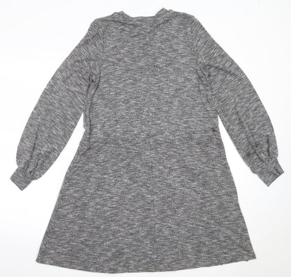 TU Womens Grey  Viscose Fit & Flare  Size 8  Round Neck