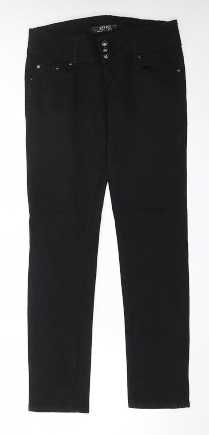 Seyoo Womens Black  Cotton Skinny Jeans Size 31 in L32 in Regular
