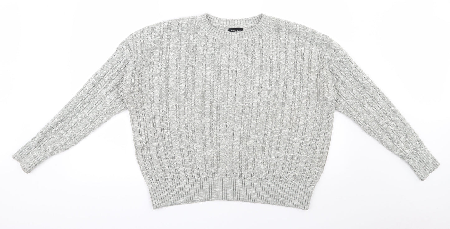 Primark Womens Grey Round Neck  Acrylic Pullover Jumper Size 18