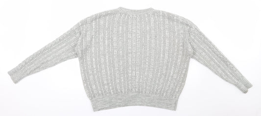 Primark Womens Grey Round Neck  Acrylic Pullover Jumper Size 18