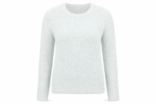 Front view of Dixie women’s green round neck polyester jumper, size M