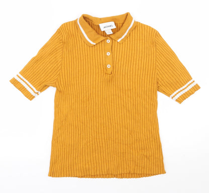 Womens UK Size M Monki Yellow Basic Polo