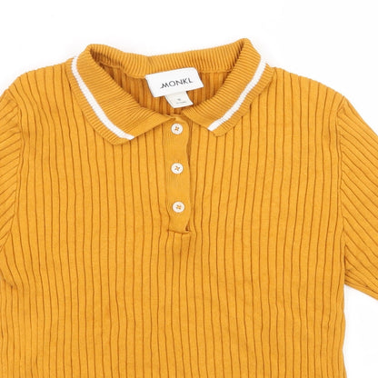 Womens UK Size M Monki Yellow Basic Polo