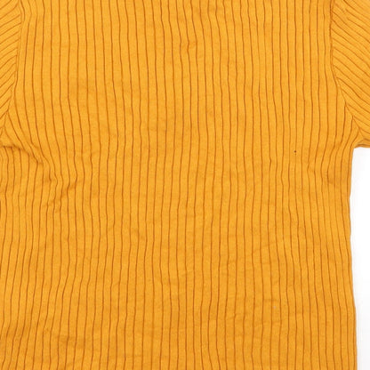 Womens UK Size M Monki Yellow Basic Polo