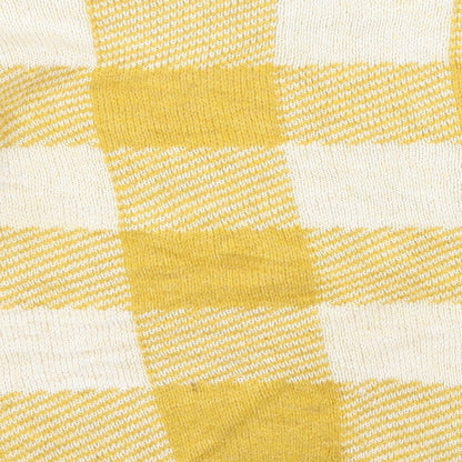 Primark Womens Yellow Round Neck Check Acrylic Pullover Jumper Size 4