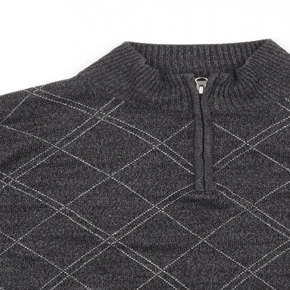 Geoffrey Beene Mens Grey High Neck Argyle/Diamond Acrylic Pullover Jumper Size M