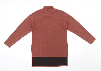 George  Womens Orange  Polyester Basic T-Shirt Size 8 High Neck