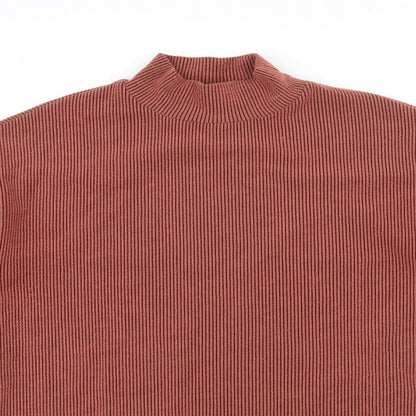 George  Womens Orange  Polyester Basic T-Shirt Size 8 High Neck