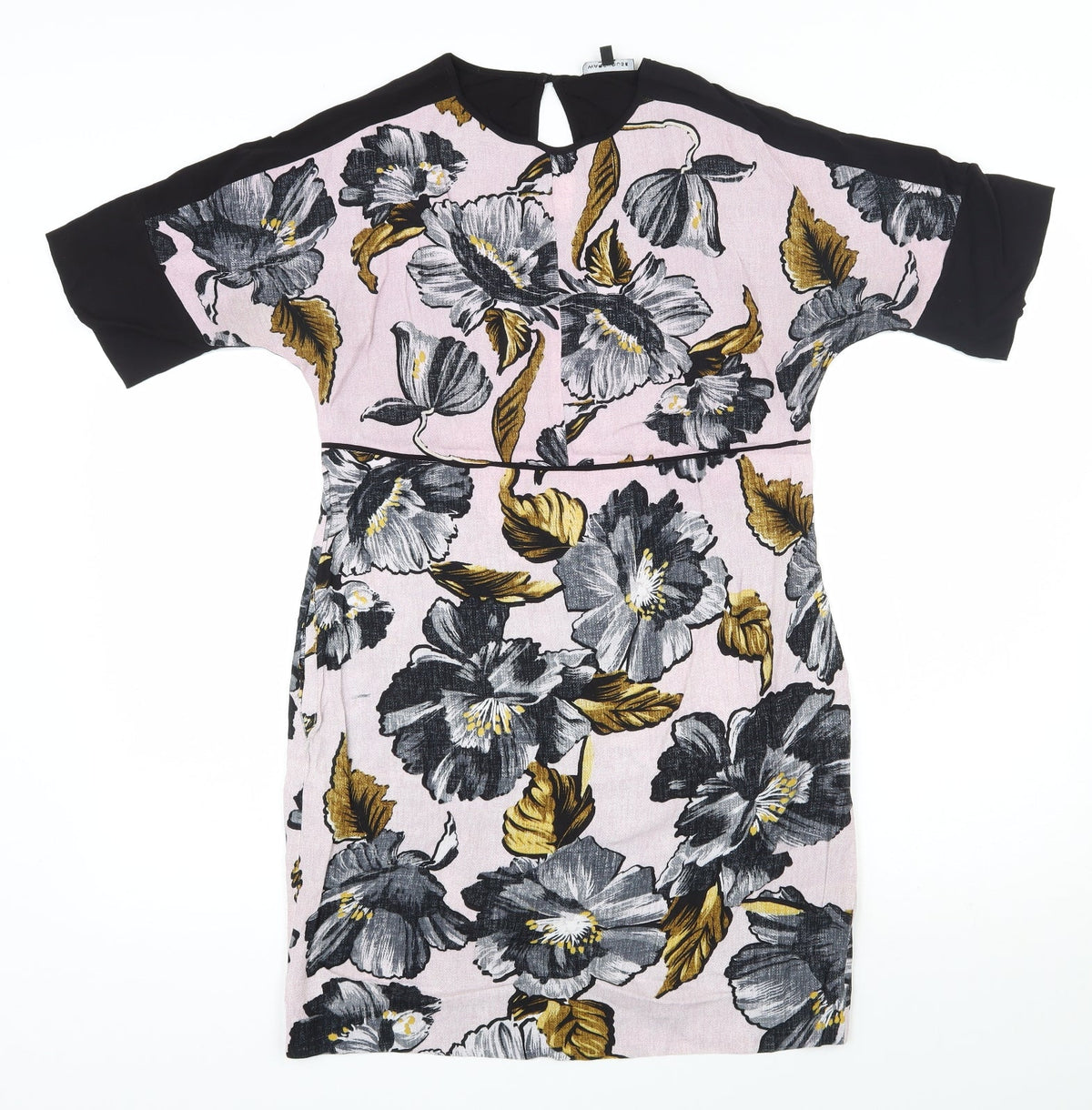 Warehouse Womens Pink Floral Viscose Shift  Size 6  Round Neck Pullover