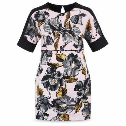 Warehouse Womens Pink Floral Viscose Shift  Size 6  Round Neck Pullover