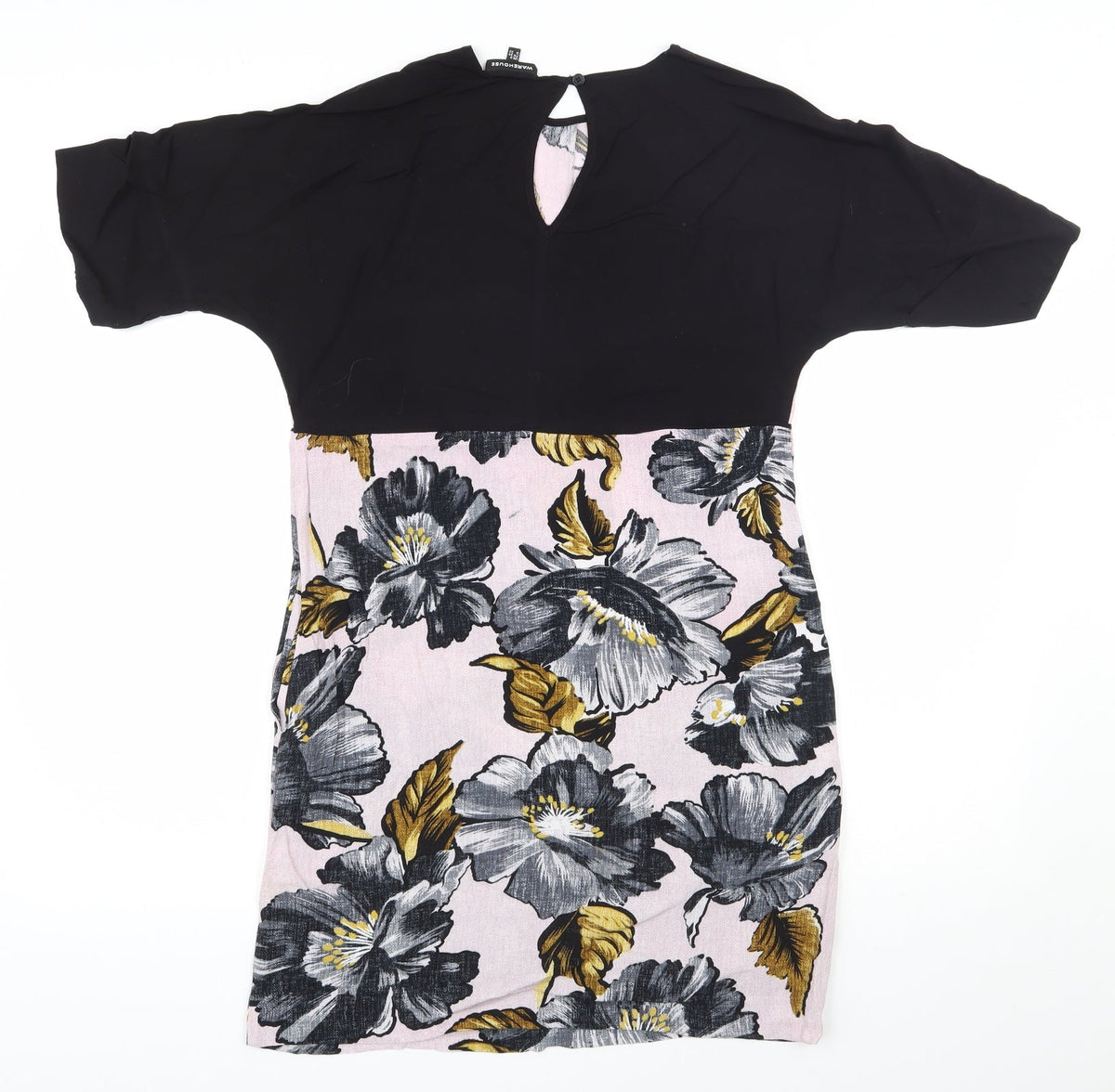 Warehouse Womens Pink Floral Viscose Shift  Size 6  Round Neck Pullover
