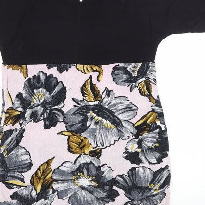 Warehouse Womens Pink Floral Viscose Shift  Size 6  Round Neck Pullover