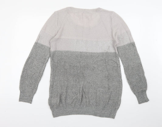 Body Flirt Womens Grey Round Neck  Acrylic Pullover Jumper Size S