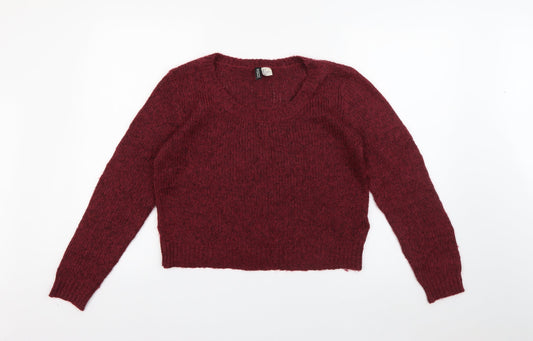 Divided by H&M Womens Red Round Neck  Acrylic Pullover Jumper Size 6   - Burgundy