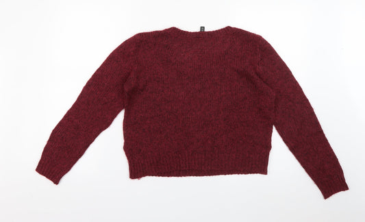 Divided by H&M Womens Red Round Neck  Acrylic Pullover Jumper Size 6   - Burgundy