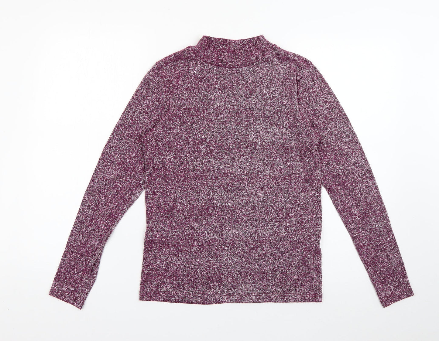 TU Womens Purple High Neck  Polyester Pullover Jumper Size 10   - Sparkle