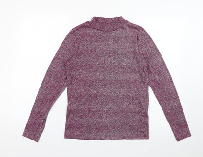 TU Womens Purple High Neck  Polyester Pullover Jumper Size 10   - Sparkle