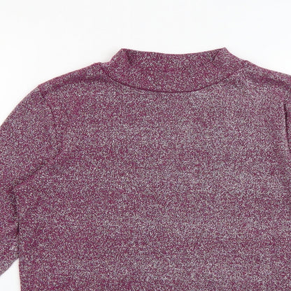 TU Womens Purple High Neck  Polyester Pullover Jumper Size 10   - Sparkle