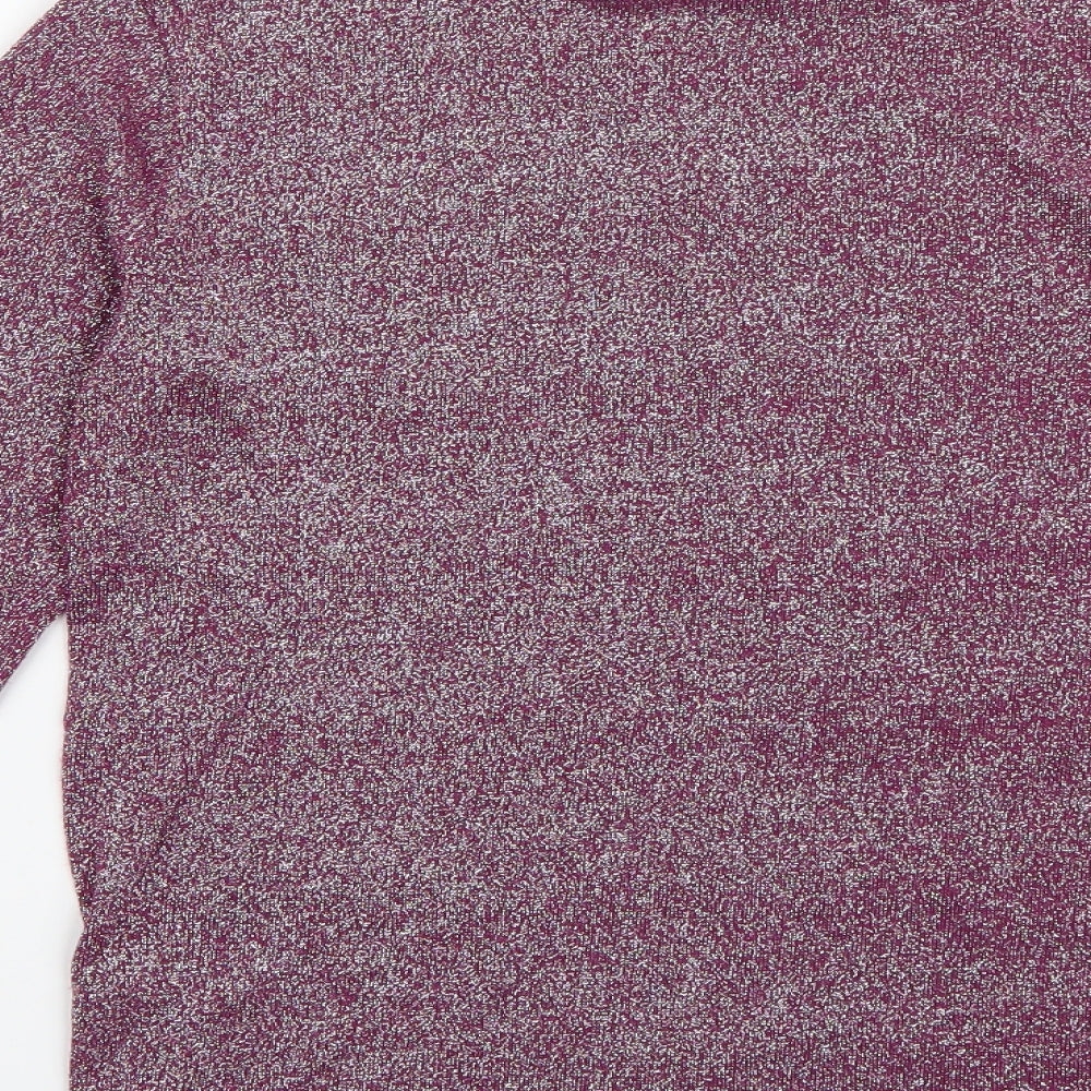 TU Womens Purple High Neck  Polyester Pullover Jumper Size 10   - Sparkle