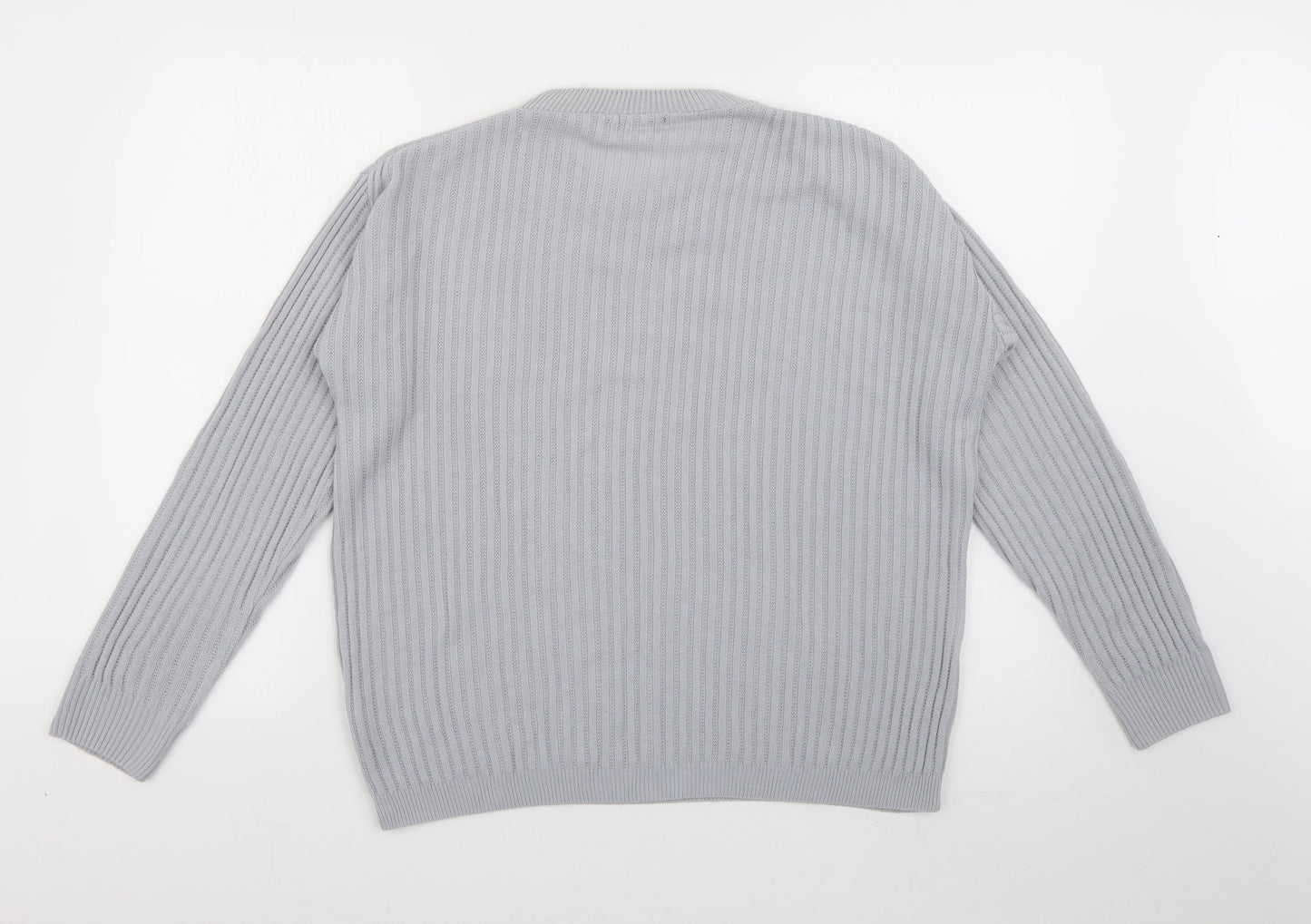 Boohoo Womens Grey Crew Neck  Acrylic Pullover Jumper Size M